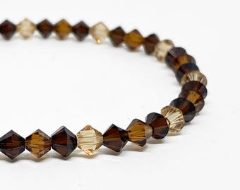 Swarovski Crystal Stretch Accent Bracelet in Mocha Latte, Brown, Swarovski Bracelet, Crystal Bracelet, Accent Bracelet, Beaded Bracelet