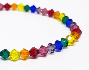 PRIDE MONTH Charity Swarovski Crystal Bracelet, LGBTQ+, Beaded Bracelet, 4mm Swarovski Crystal Bracelet, Charity Bracelet, Pride, Awareness
