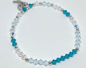 Swarovski Crystal Limited Edition Charity Beaded Bracelet in Treasured Teal for Ovarian Cancer Awareness, 4mm Swarovski Crystals
