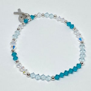 Swarovski Crystal Limited Edition Charity Beaded Bracelet in Treasured Teal for Ovarian Cancer Awareness