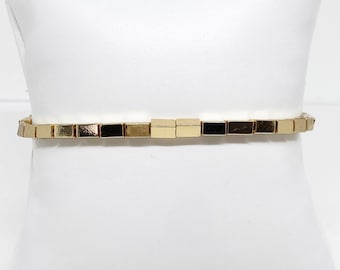 Gold Bar, Beaded Bracelet, Gold Bead Bracelet, Gold, Bracelet, Accent Stretch Bracelet, Tiny Bracelet, Dainty Bracelet, Bracelet Stack