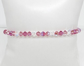 Swarovski Crystal Bracelet in Prettiest Pink, Rose Shimmer, Light Rose Shimmer, Crystal Shimmer, Swarovski Crystal, Bead Beaded Bracelet