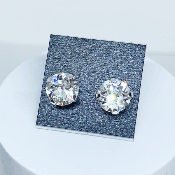 Swarovski Crystal Stud Earrings, Crystal Clear, Silver, Swarovski Crystal Earrings, Round Crystal Studs, Sparkly Crystal Earrings