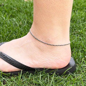 Swarovski Crystal Ankle Bracelet, Anklet, Crystal, Crystal Anklet, Jet Black, Silver, Ankle Bracelet, Beaded Ankle Bracelet, Summer Anklet