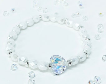 Swarovski Crystal Heart Bracelet, Limited Edition, Crystal AB, Swarovski Bracelet, Crystal Bracelet, Accent Bracelet