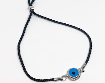 Evil Eye Bracelet, Adjustable Corded Bracelet, Black, Blue, Protection Bracelet, Evil Eye, Turkish Eye Bracelet