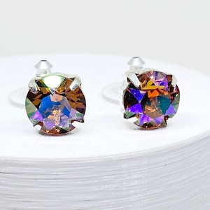 Swarovski Crystal Stud Earrings, Blush Rose, Silver, Swarovski Crystal Earrings, Round Crystal Studs, Sparkly Crystal Earrings, Prong
