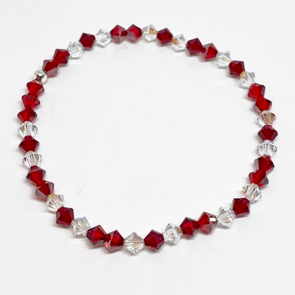 Swarovski Crystal Bracelet in True Love, Siam Red, Light Siam, Crystal Shimmer, Swarovski Crystal, Beaded Bracelet, Valentines Day