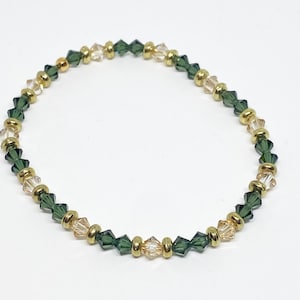 Swarovski Crystal Accent Bracelet in Tourmaline Green, Gold, Swarovski Bracelet, Crystal Bracelet, Accent Bracelet, Beaded Bracelet