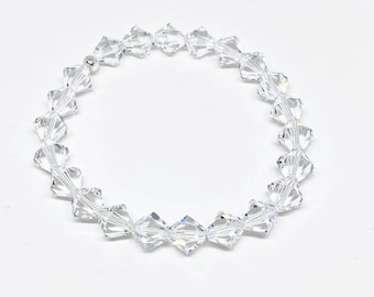 8mm Swarovski Crystal Stretch Solid Accent Bracelet in Crystal Clear, Swarovski Bracelet, Crystal Bracelet, Accent Bracelet, Beaded Bracelet