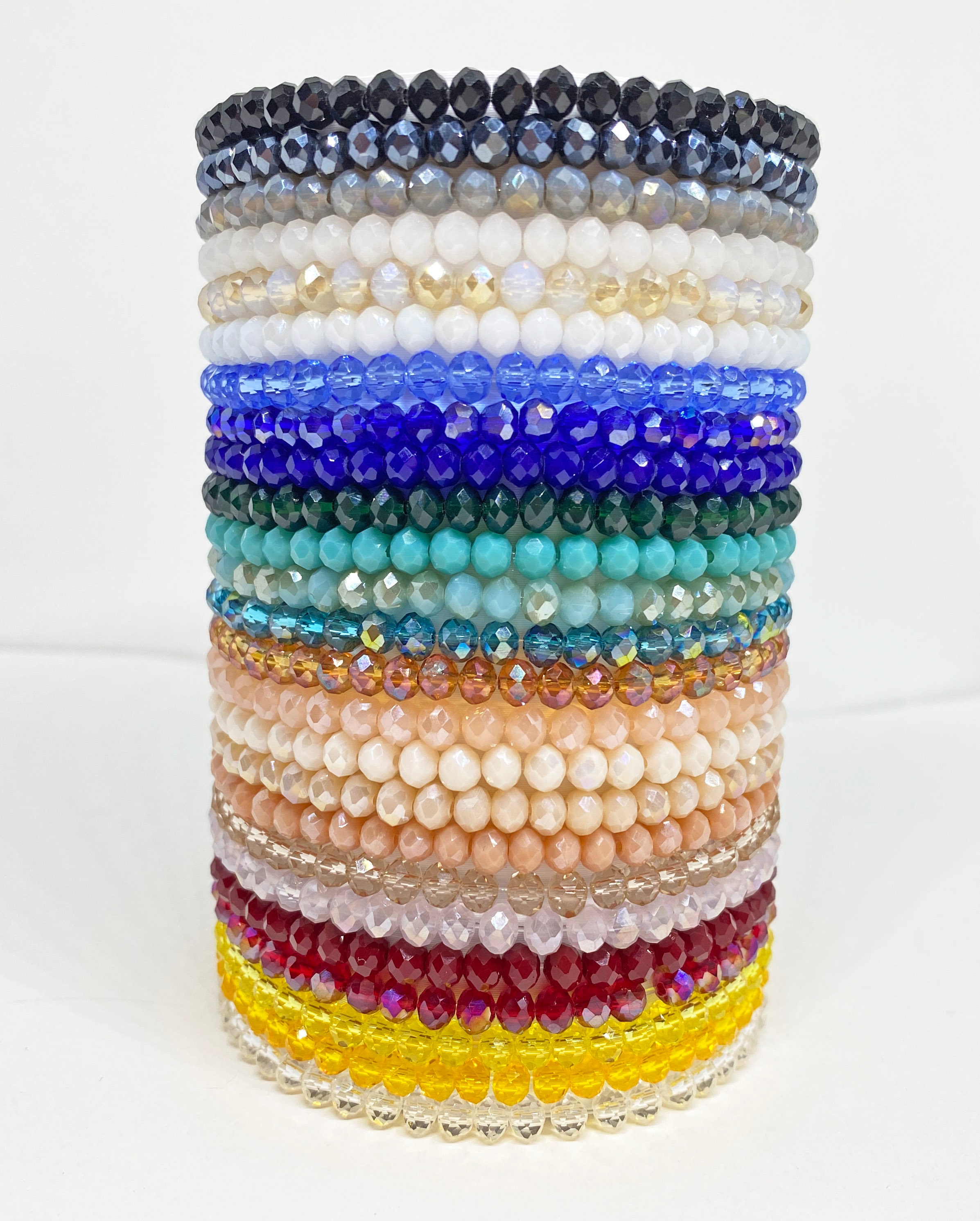 4mm Mini Crystal Bead Bracelet, Facet Crystal Bracelet, Beaded Accent Stretch Bracelet, Tiny Bracelet, Dainty Bracelet, Bracelet Stack