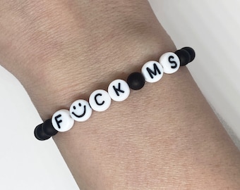 F*CK MS, Limited Edition Charity Bracelet, Multiple Sclerosis, Alpha Bracelet, Beaded Bracelet for Multiple Sclerosis Awareness Month