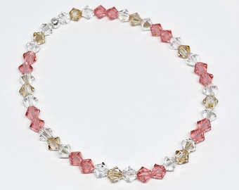 Swarovski Crystal Stretch Accent Bracelet in Rosy Peach, Clear, Swarovski Bracelet, Crystal Bracelet, Accent Bracelet, Beaded Bracelet