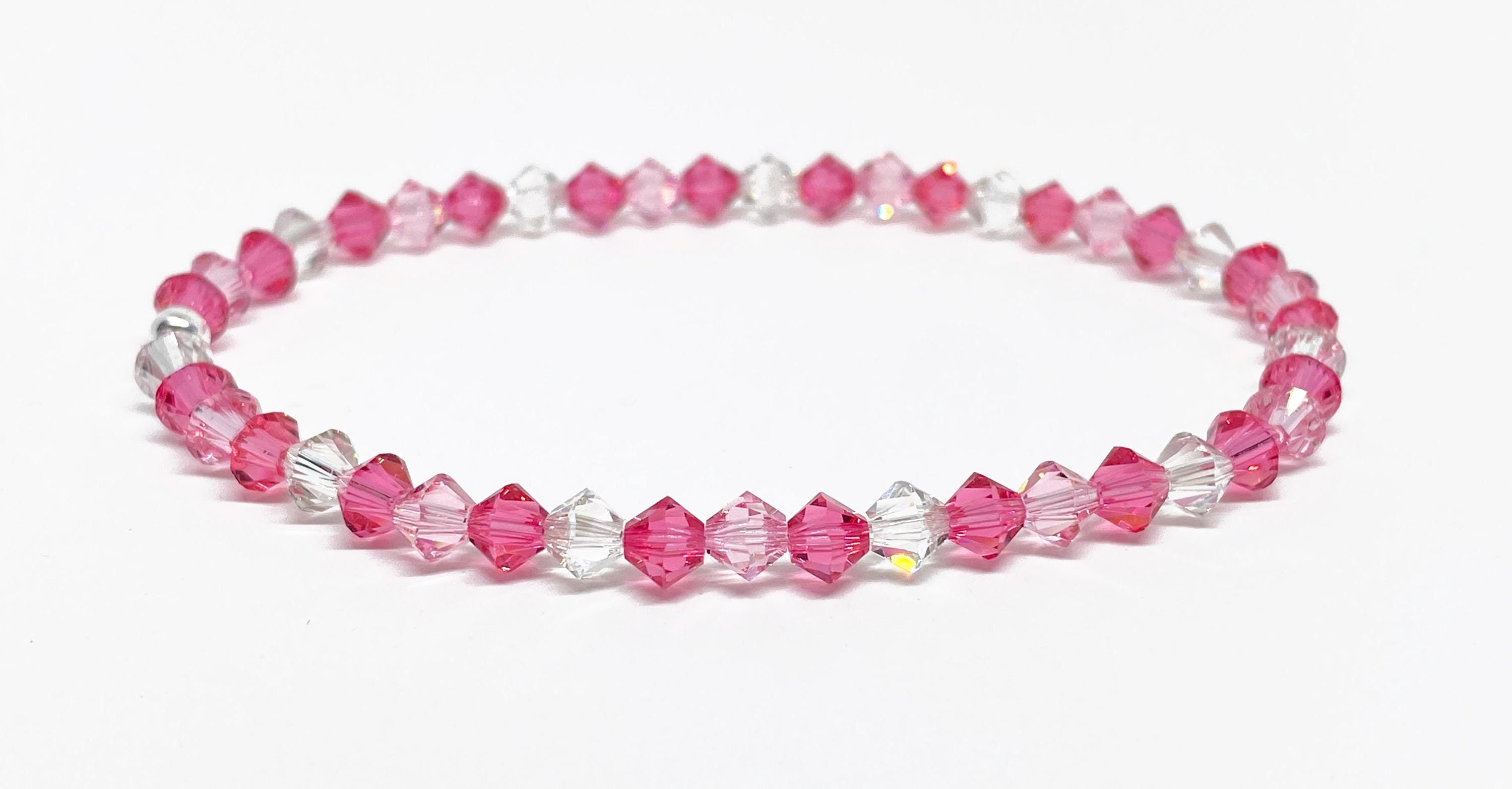 Swarovski Crystal Bracelet in Cupid's Kiss, Light Rose, Pink, Swarovski Crystal, Beaded Bracelet, Valentines, Valentine's Day