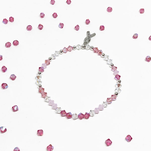 Swarovski Crystal Limited Edition Beaded Bracelet Pretty in Pink, Charity Shimmer, Breast Cancer Awareness, Awareness Month, Charity