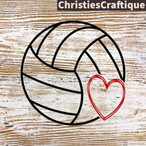 Scribble Heart Volleyball Svg Volleyball Svg Scribble Heart | Etsy