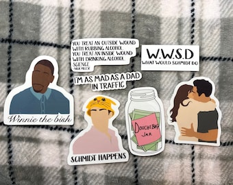 New Girl Sticker Set || Douchebag Jar ll Winnie the Bish || Schmidt Happens || Nick and Jess || Nick Miller quote || Schmidt Quote