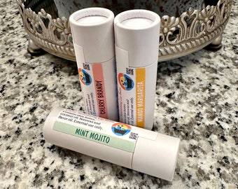 Lip Balm Cocktail Drink Scented Hand Poured Small Batch Flavors Push-Up Paperboard Tubes