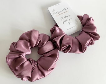 Purple Satin Scrunchie. Handmade Silk Satin Scrunchie. Purple Scrunchie.