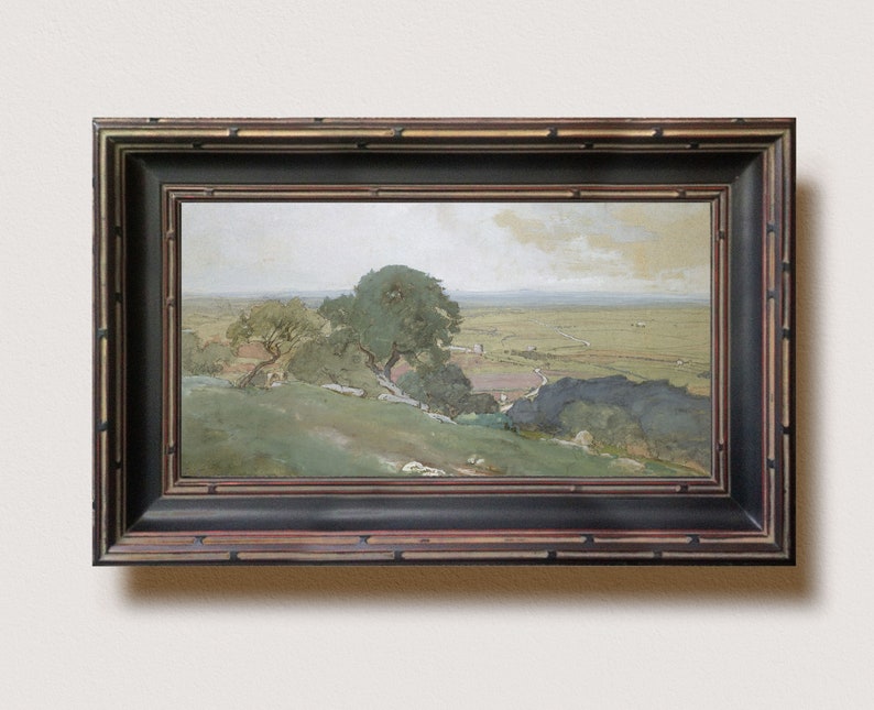 27 Vintage Muted Watercolor Landscape Painting Farmhouse Wall Etsy