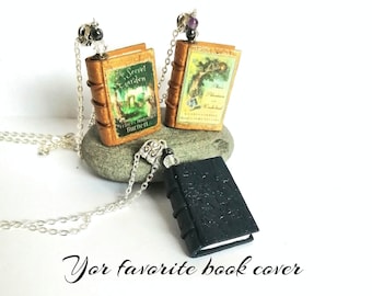 Personalized mini book necklace Custom book cover Miniature book lover gift for her Bookworm gift Mini book pendant Favorite book cover gift