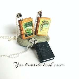 Personalized mini book necklace Custom book cover Miniature book lover gift for her Bookworm gift Mini book pendant Favorite book cover gift