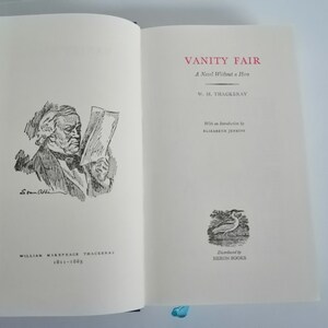 May include: A black and white illustration of a man reading a newspaper. The text on the cover reads "Vanity Fair: A Novel Without a Hero" by W. M. Thackeray. The book is published by Heron Books.