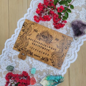 Mystic Ouija Board – Wooden Spirit Board with Planchette – Witchy Decor / Gothic Gift / Altar Tool