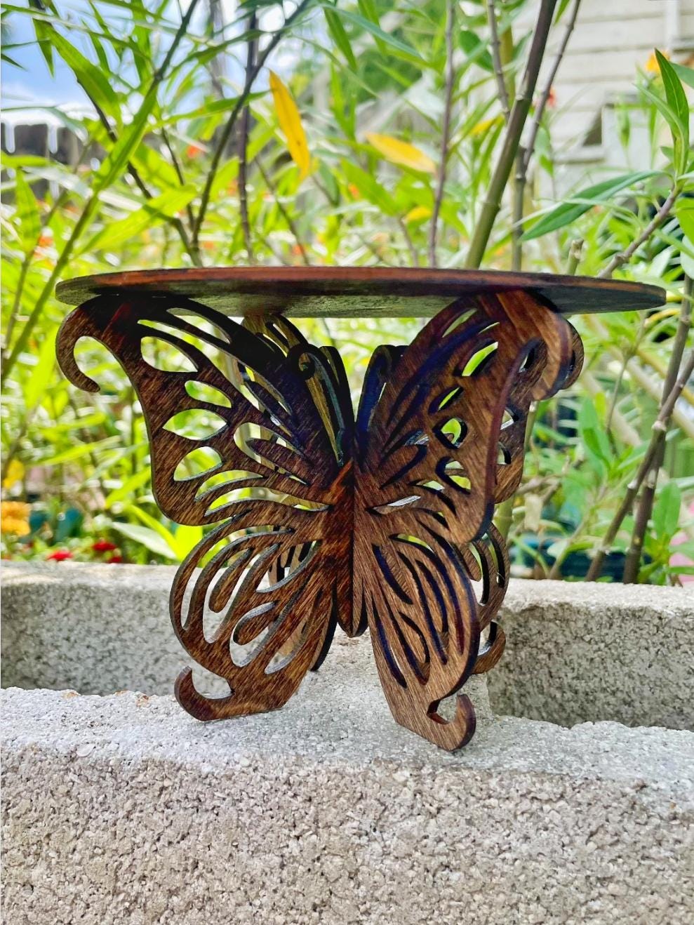 Butterfly Plant Stand / Small Riser / Wooden Stand / Indoor Plants ...