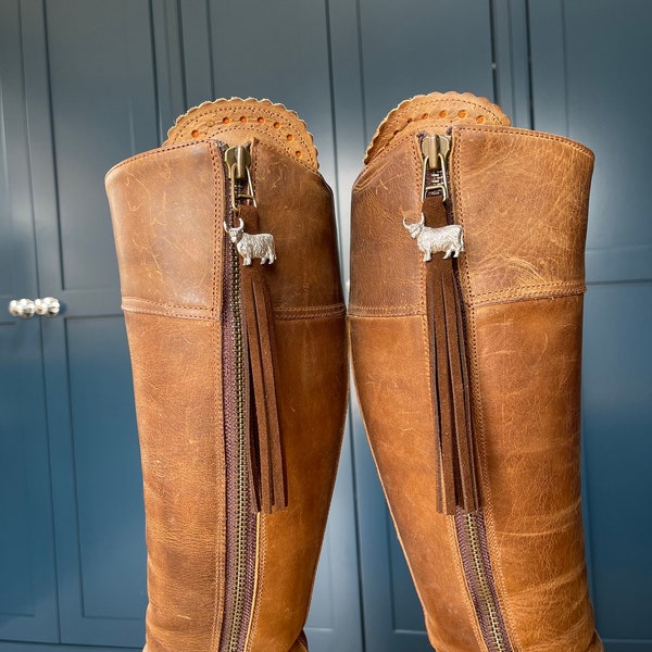 Dark Brown Suede Boot Tassels. Fairfax & Favour|Gifts for Her|Birthday Gift Ideas|Bespoke Gifts|Xmas Gifts|Leather Tassels|Shoe Charms