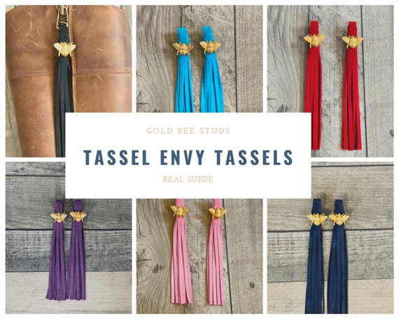 Leather Suede Boot Tassels. Gold Bee 