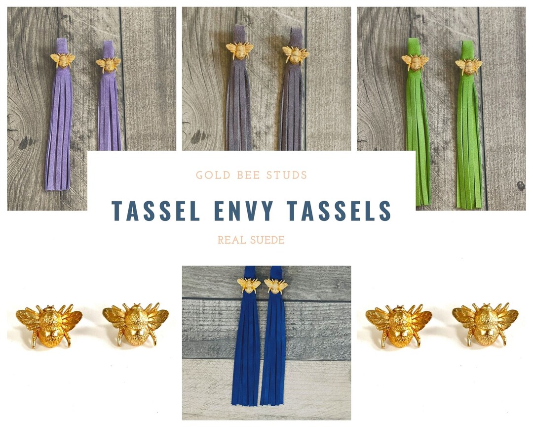 Leather Suede Boot Tassels. Gold Bee 