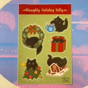 Naughty Christmas Kitty sticker sheet 5x7