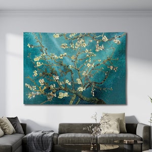 Almond Blossom by Van Gogh Wall Tapestry,Van Gogh Tapestry,Colorful Flower Wall Hanging Art,Blue Floral Tapestry,Masterpiece Fabric Wall Art