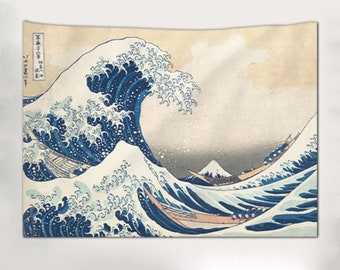 The Great Wave, Wall Tapestry, Off Kanagawa, Wave off Kanagawa, Hokusai Wall Art, Katsushika Hokusai, Hokusai Masterpiece, Japan Art