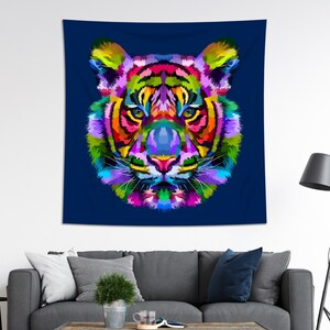 Colorful Tiger Tapestry: Ethnic Bedroom Wall Art
