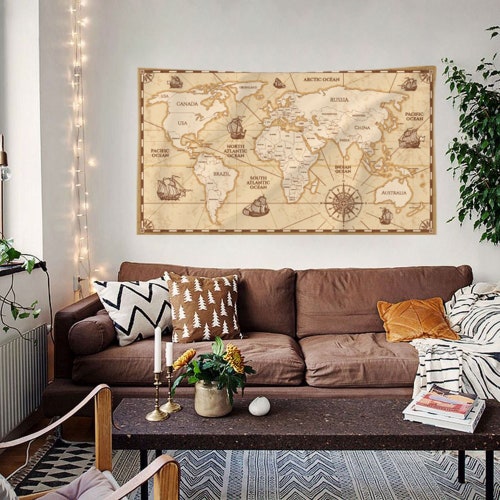 Wall Tapestry World Map Tapestry Wall Hanging Design 66 Etsy