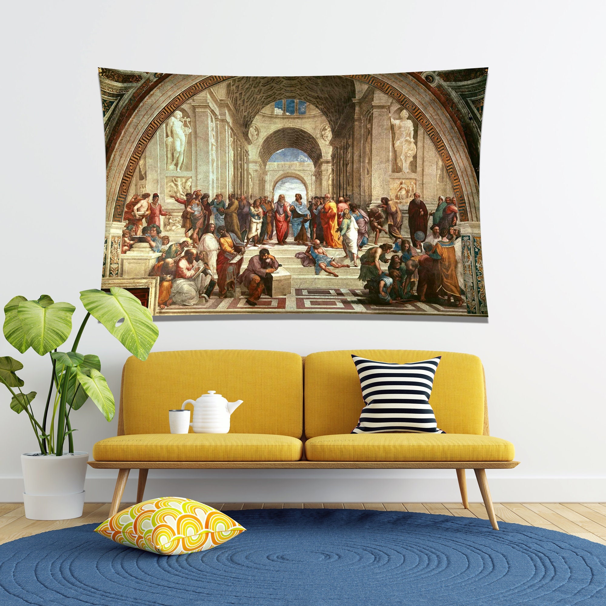 Arazzo Parete Rinascimentale GLWDMH - Scuola Di Atene, 230x150cm, Poliestere, Per Soggiorno O Camera