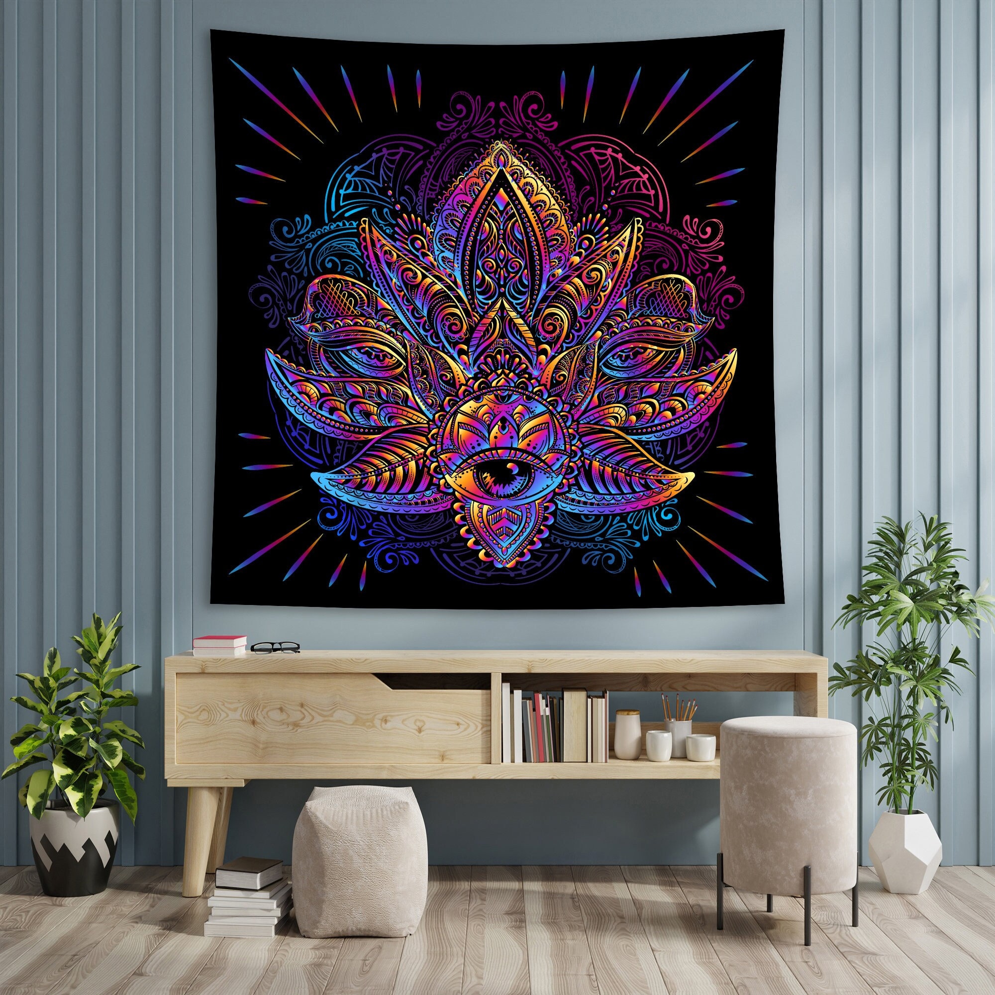 Psychedelic lotus tapestry hotsell