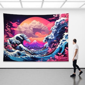 神奈川沖浪裏、壁掛けタペストリー、神奈川沖浪裏、北斎壁画、葛飾北斎、北斎の傑作、日本美術