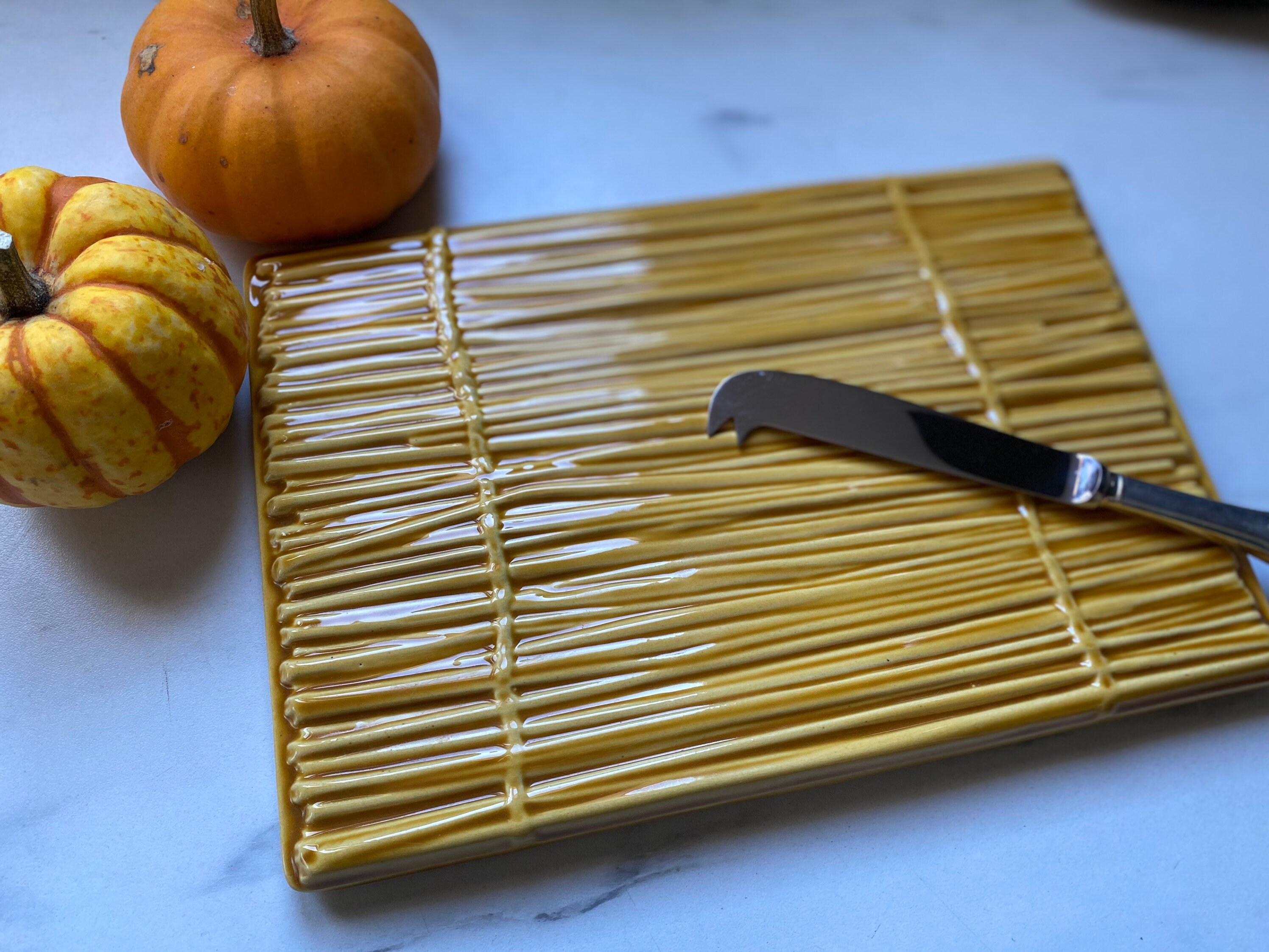 Plateau à Fromage en Céramique Vintage Imitation Paille