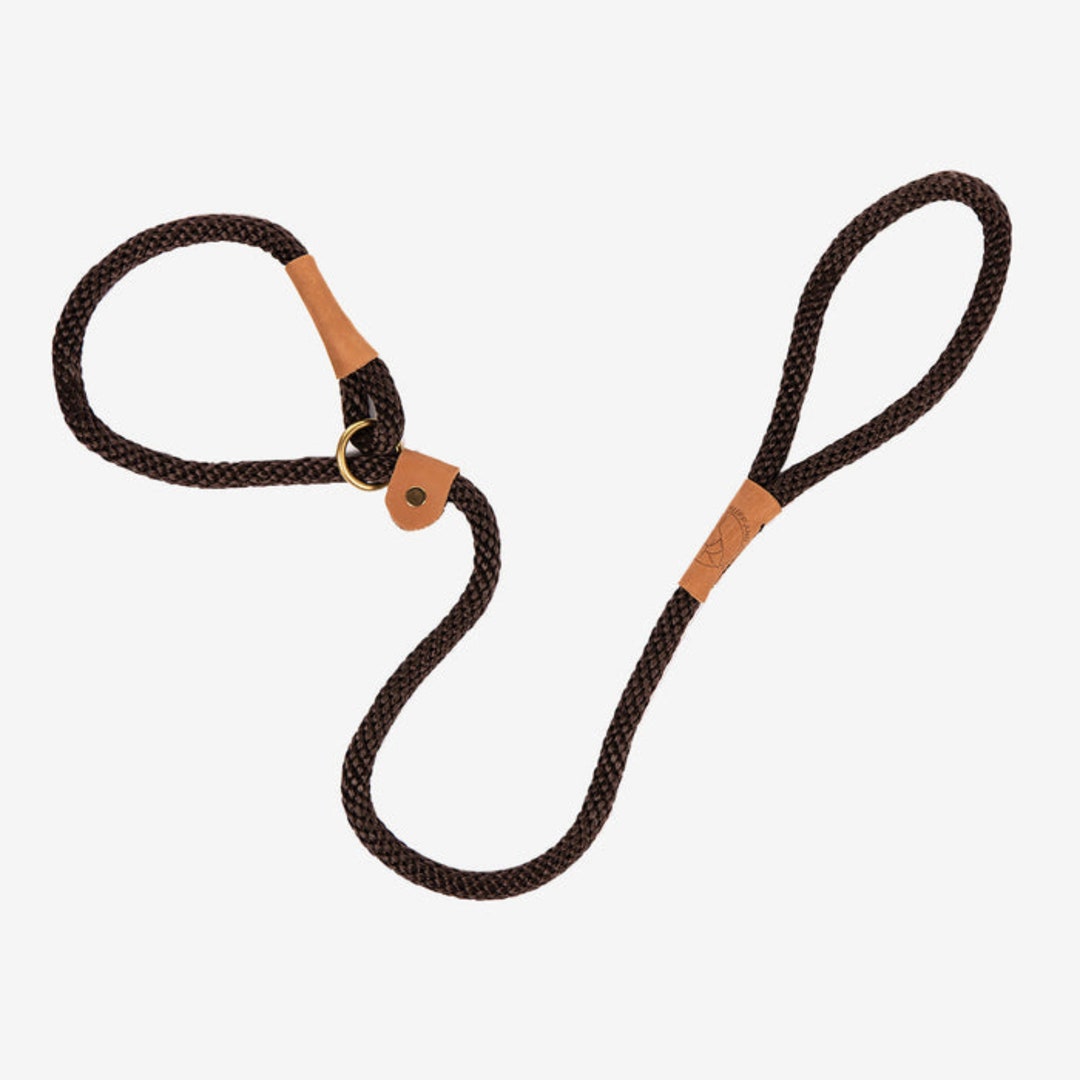 Dog Slip Lead Mud // Soft Brown Dog Lead, Luxury Slip Leash, Fabric and