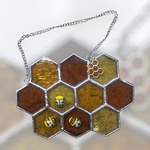 Atrapasueños de abeja de miel / En forma de panal de miel / Regalo especial / Regalo de cumpleaños / Colgante de pared / Regalo para maestro.