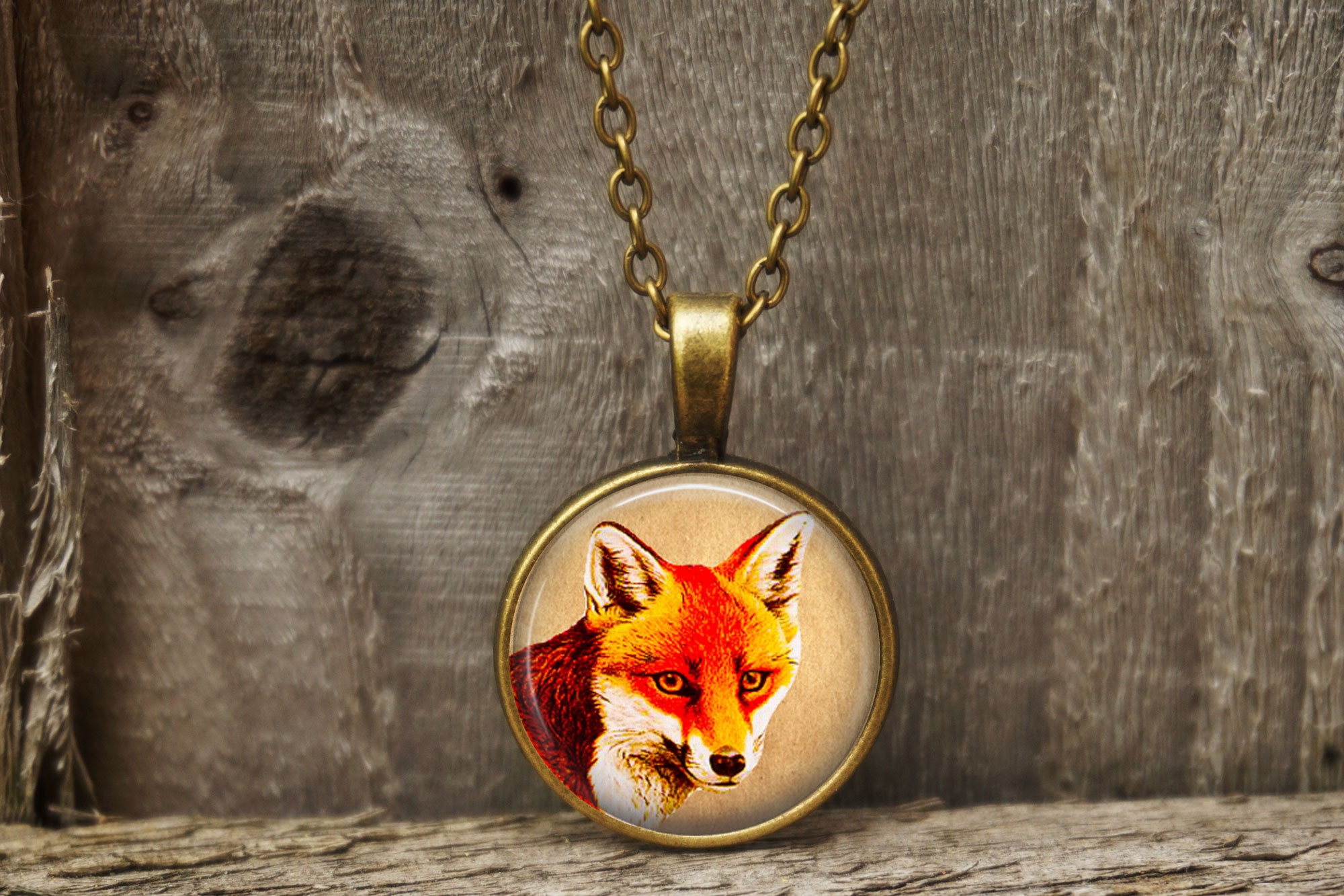Fox necklace Fox charm Fox pendant Fox jewelry Nature Etsy