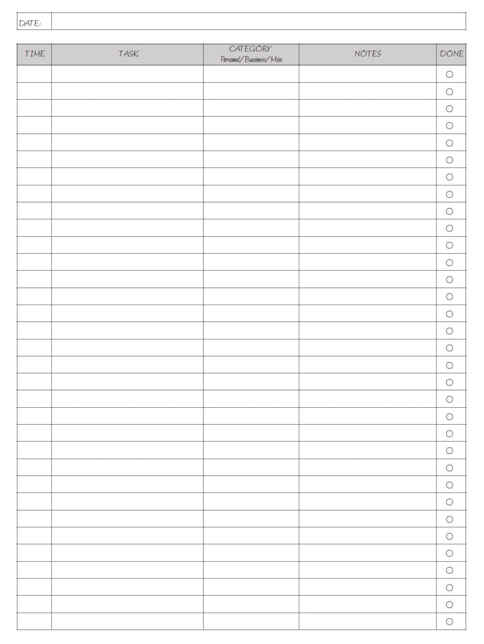 Printable Daily Tasks Sheet - Etsy
