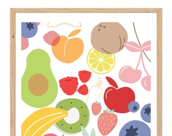 Digitaler Download Obst Poster, Wandkunst, abstraktes Obst Poster