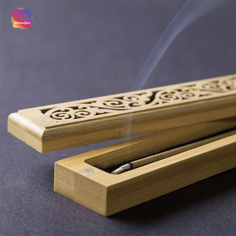 Wooden Bamboo Incense Stick Holder Burning Joss Insence Box Etsy