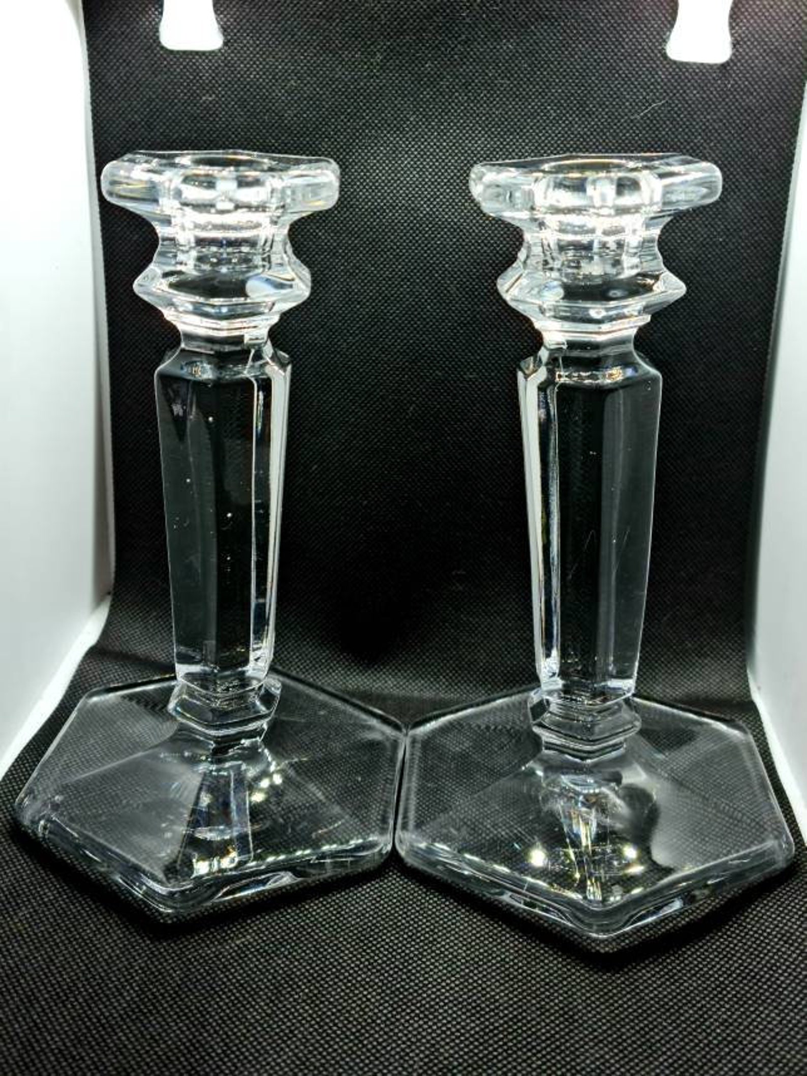Pair of vintage Crystal Candlestick holders Etsy