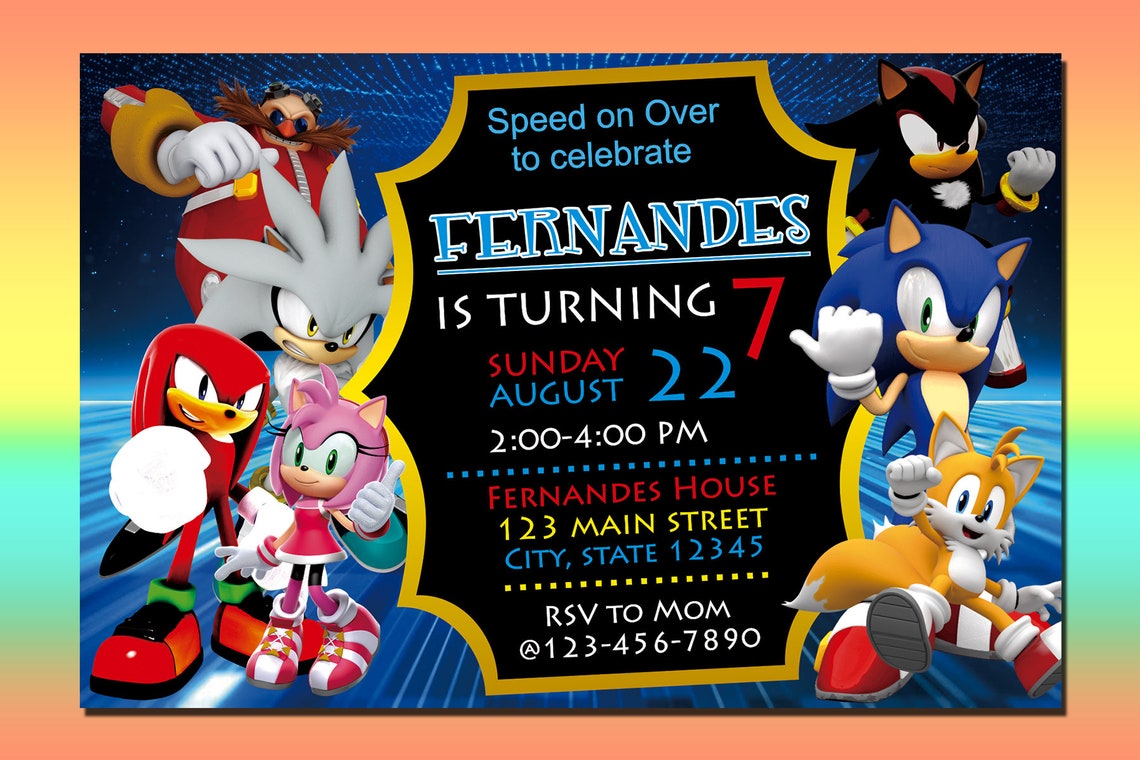 Sonic Birthday Party InvitationDigital Personalized 4x6 or Etsy