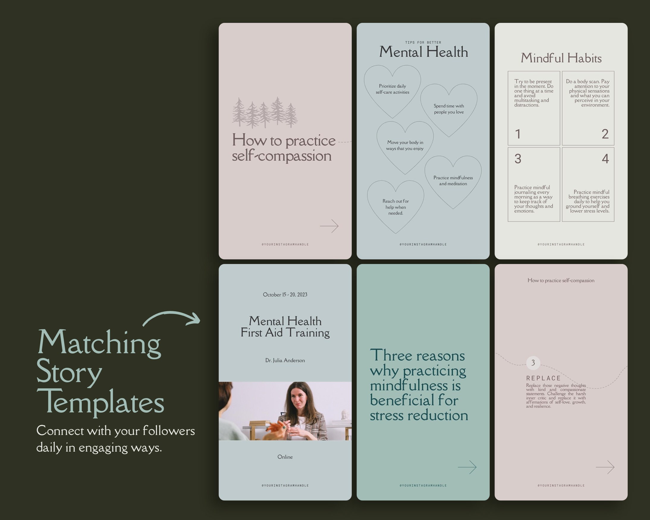 Mental Health Canva Instagram Template Bundle for Therapist, Counselor ...